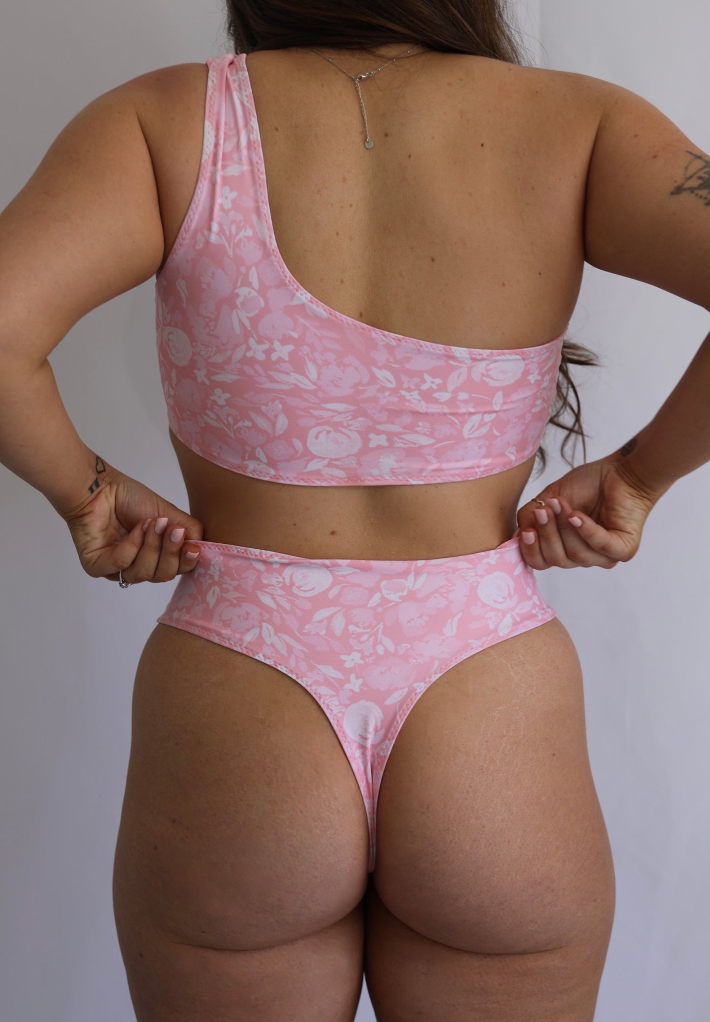 Sandy Cheeks Reversible Thong Cut Out Bikini Bottoms - Blushed Petal / Pink