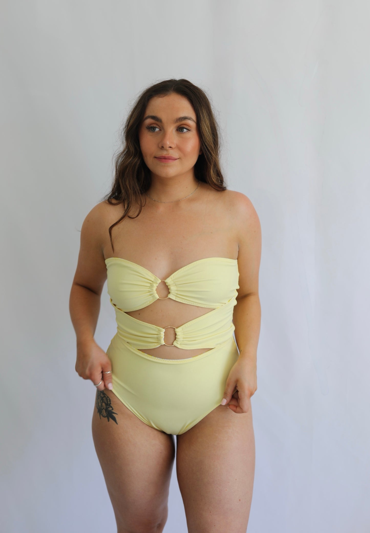 Sun-kissed Reversible O Ring Swimsuit - Lemon Peony / Yellow