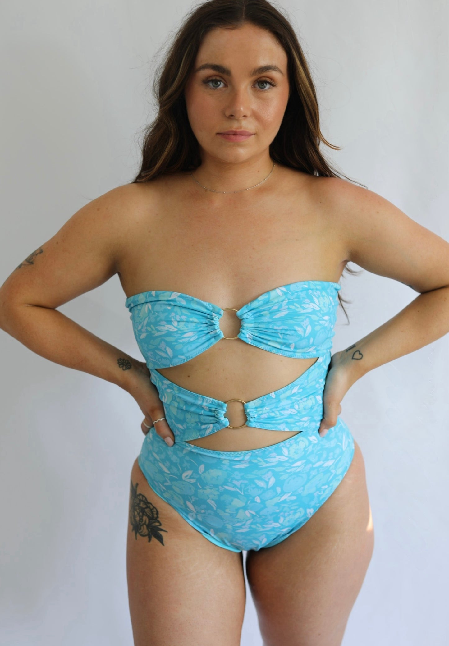 Sun-kissed Reversible O Ring Swimsuit - Aqua Bloom / Blue