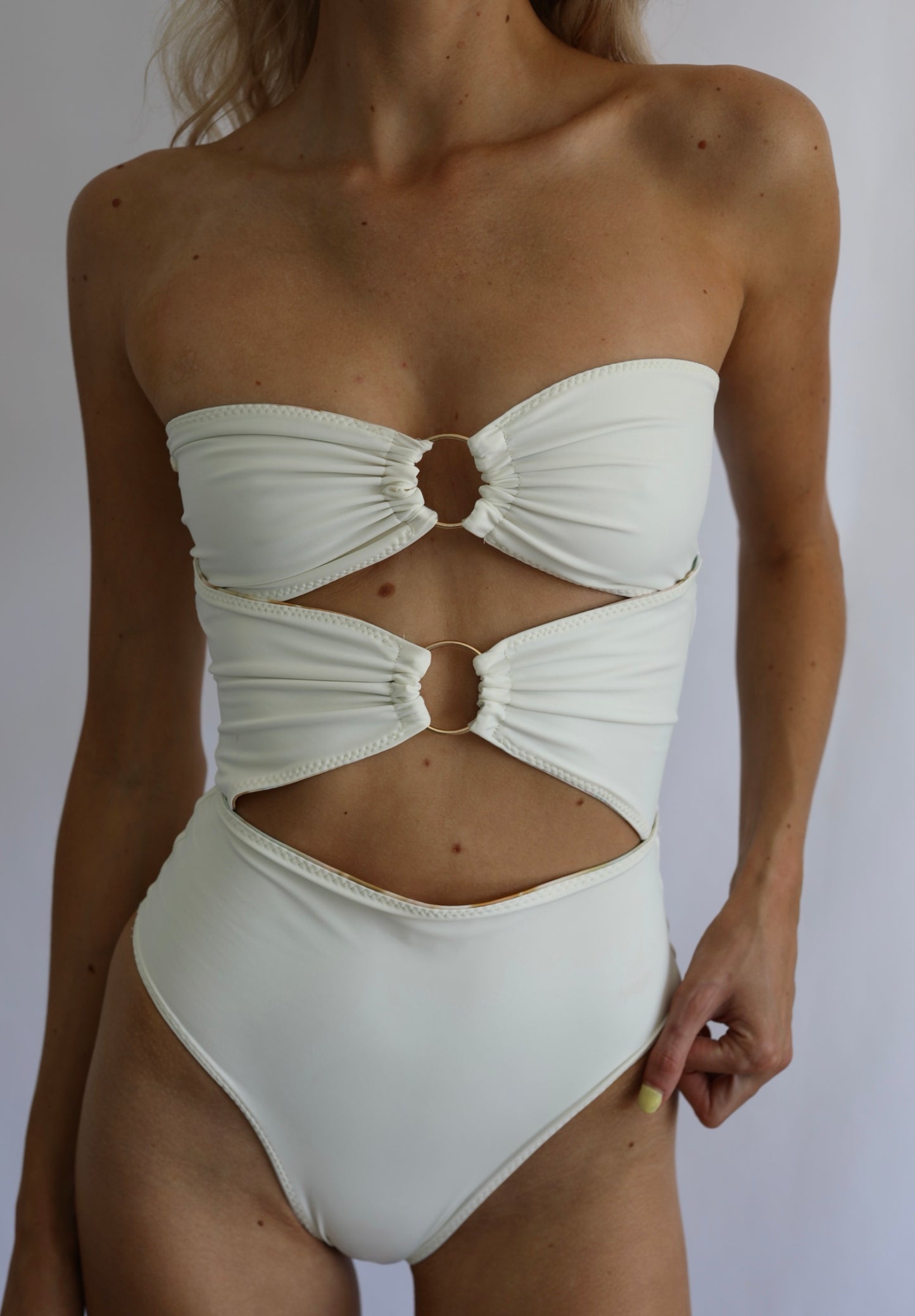 Sun-kissed Reversible O Ring Swimsuit - Marble Drift / Ivory