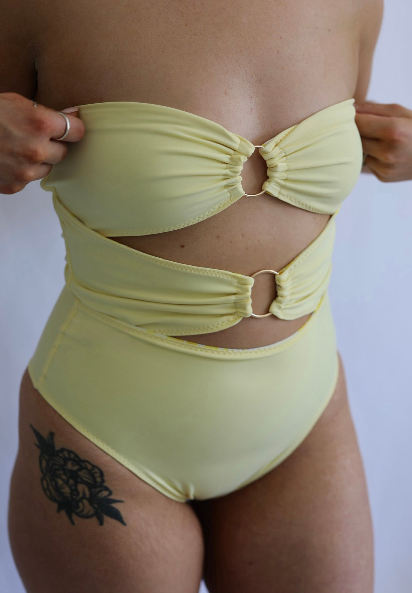 Sun-kissed Reversible O Ring Swimsuit - Lemon Peony / Yellow