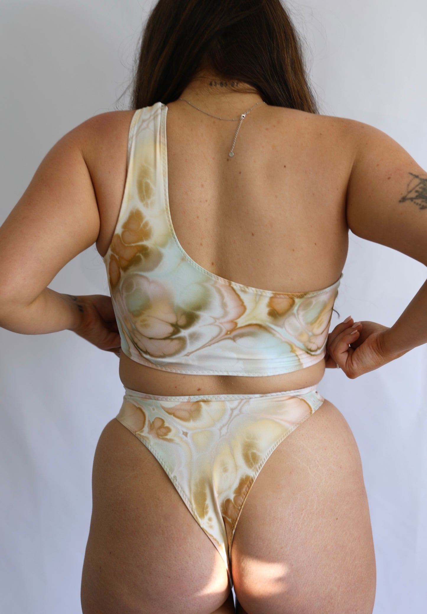 Tropic Tides Reversible Cut Out Swimsuit - Marble Drift / Ivory
