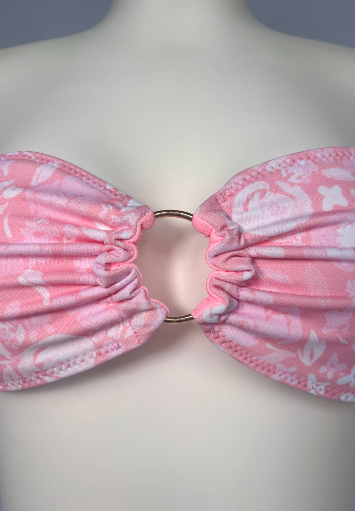 Golden Hour O Ring Reversible Bandeau Bikini Top - Blushed Petal