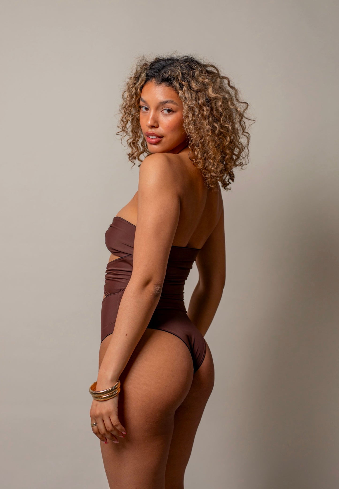 Sun-kissed Reversible O Ring Swimsuit - Espresso/Black