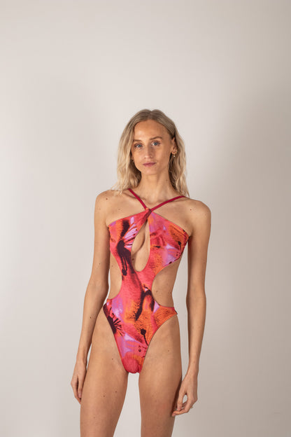 Heatwave Reversible Swimsuit in Cherry / Solara Print