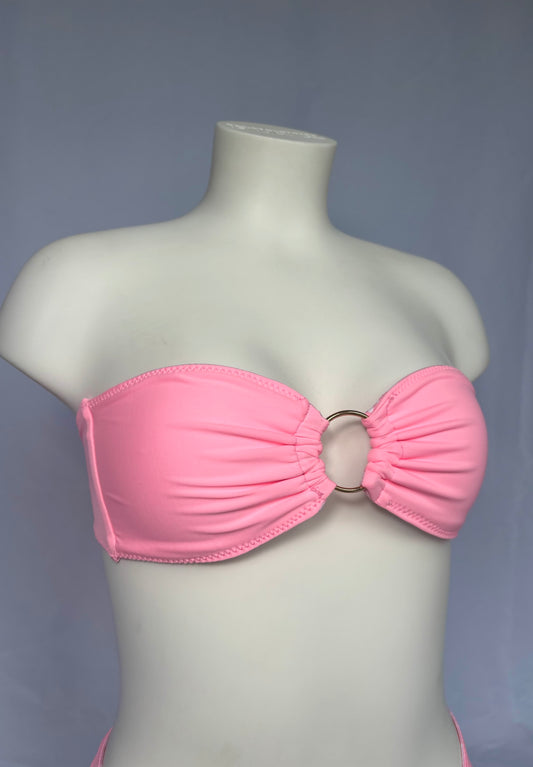 Golden Hour O Ring Reversible Bandeau Bikini Top - Blushed Petal