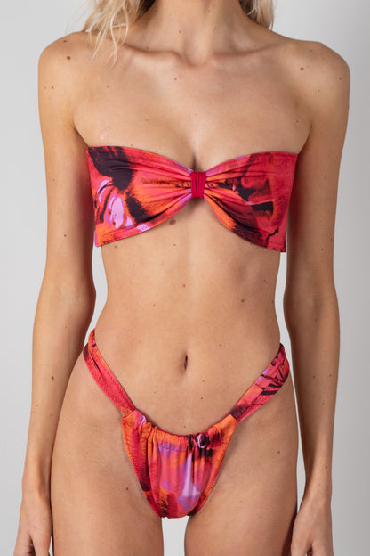 Golden Hour Handmade Reversible Bandeau Bikini Top - Lemon Peony