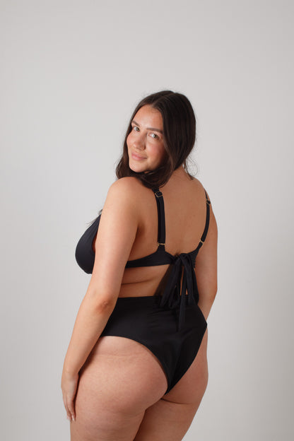 Late Checkout Handmade High Waisted Bikini Bottoms in Black