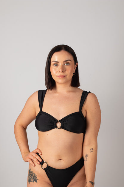 Soleil Adjustable Cup Bikini Top in Black