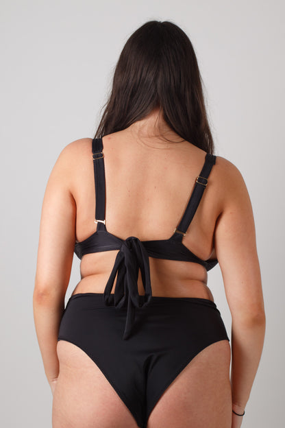 Sundown Fuller Bust Handmade Bikini Top in Black