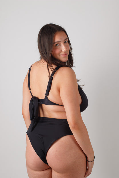 Late Checkout Handmade High Waisted Bikini Bottoms in Black