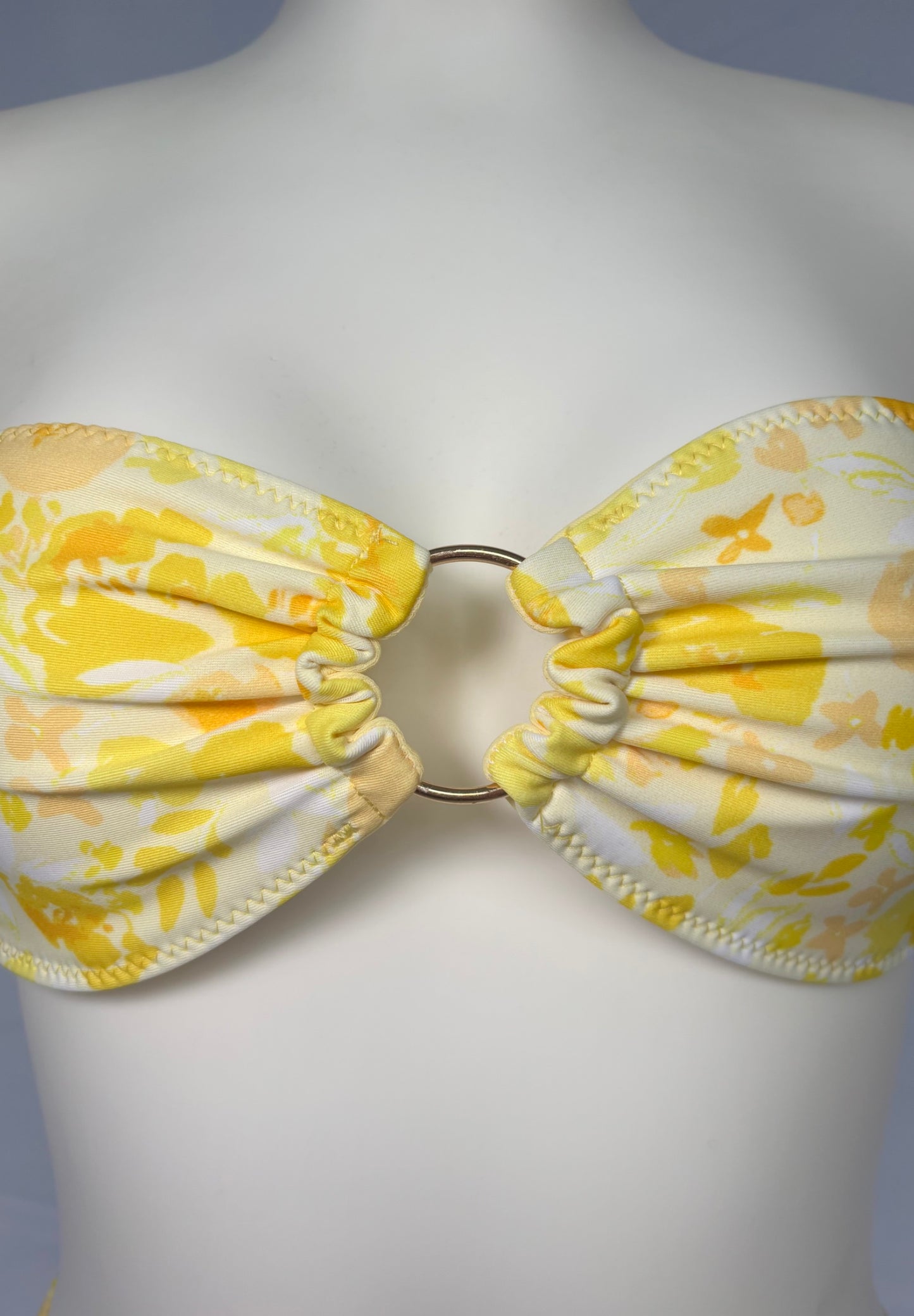 Golden Hour O Ring Reversible Bandeau Bikini Top - Lemon Peony