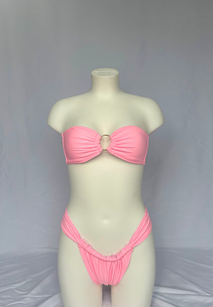 Golden Hour O Ring Reversible Bandeau Bikini Top - Blushed Petal