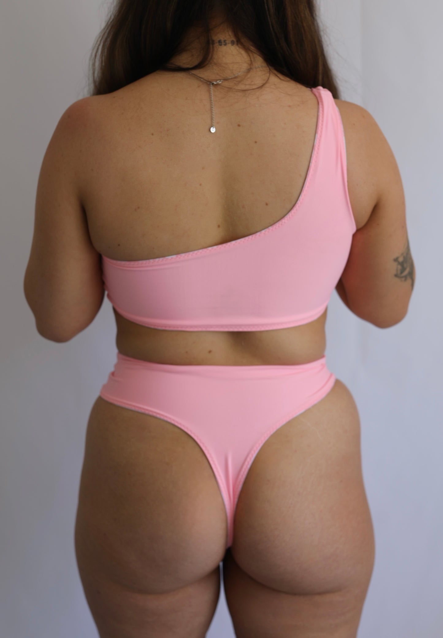 Sandy Cheeks Reversible Thong Cut Out Bikini Bottoms - Blushed Petal / Pink