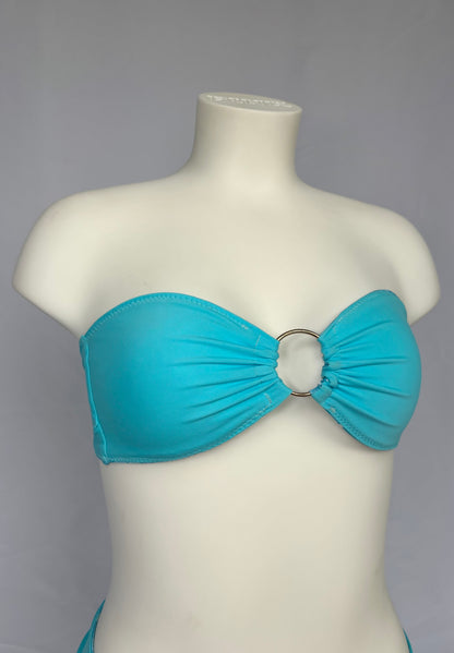 Golden Hour O Ring Reversible Bandeau Bikini Top - Aqua Bloom