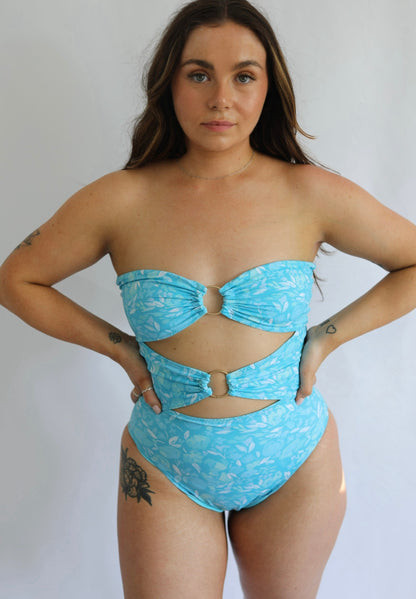 Sun-kissed Reversible O Ring Swimsuit - Aqua Bloom / Blue