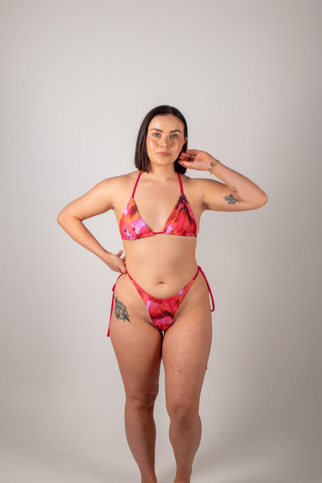 Side Tide Reversible Tie Bikini Bottoms in Cherry