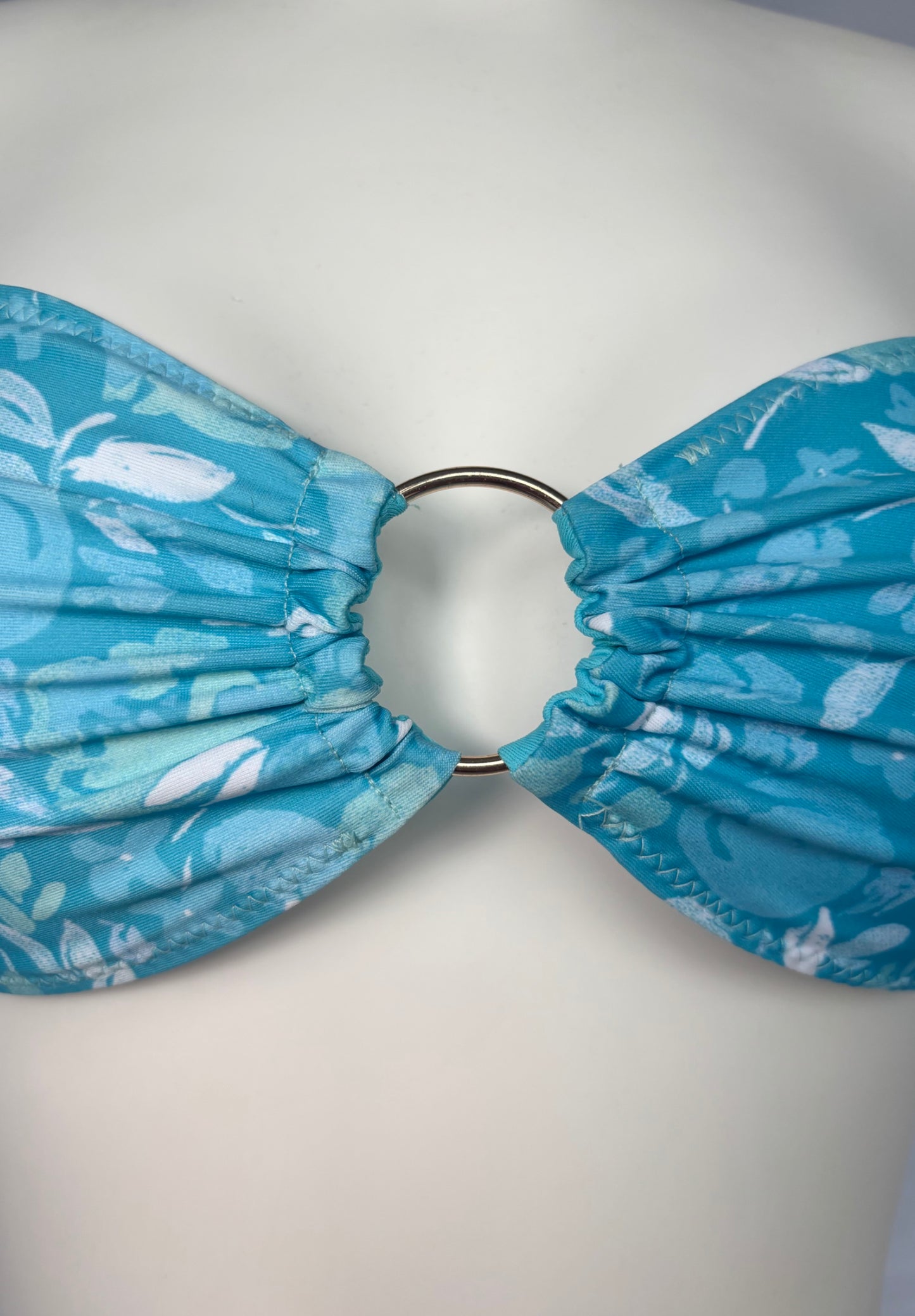 Golden Hour O Ring Reversible Bandeau Bikini Top - Aqua Bloom