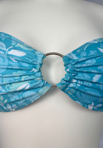Golden Hour O Ring Reversible Bandeau Bikini Top - Aqua Bloom