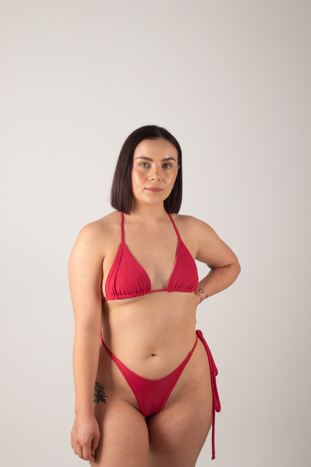 Sea Breeze Handmade Reversible Tie Bikini Top in Cherry
