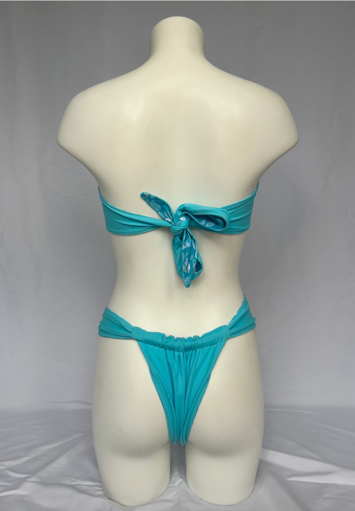 Golden Hour O Ring Reversible Bandeau Bikini Top - Aqua Bloom