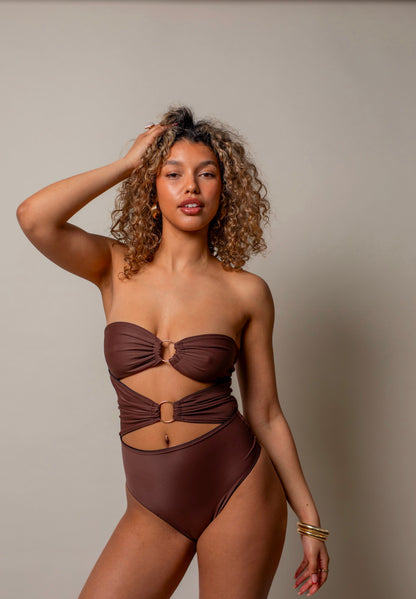 Sun-kissed Reversible O Ring Swimsuit - Espresso/Black