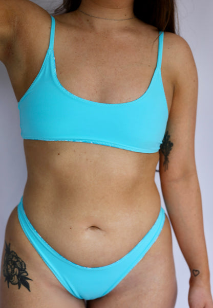 Heatwave Reversible Bikini Top - Aqua Bloom