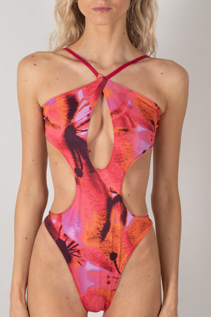 Heatwave Reversible Swimsuit in Cherry / Solara Print
