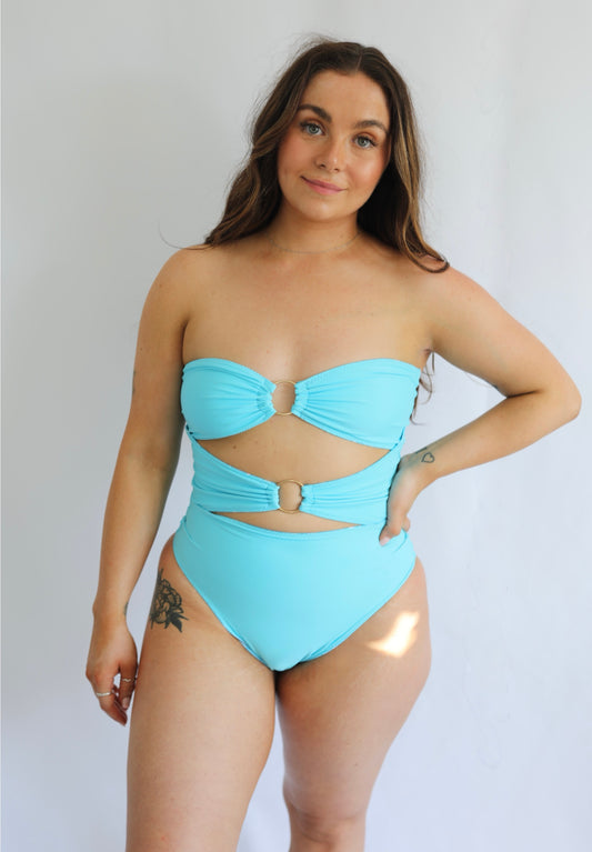 Sun-kissed Reversible O Ring Swimsuit - Aqua Bloom / Blue