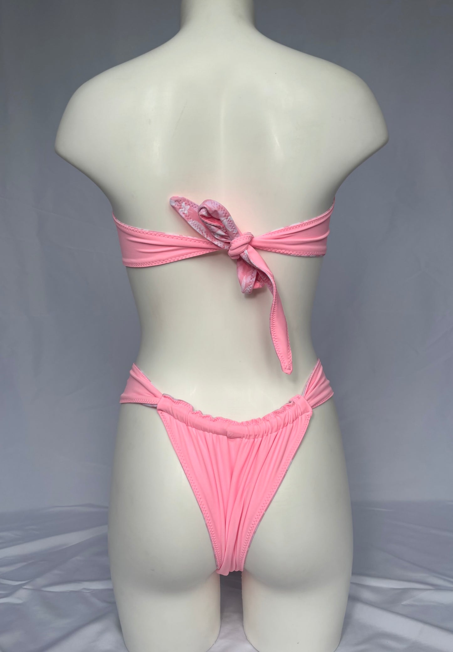 Golden Hour O Ring Reversible Bandeau Bikini Top - Blushed Petal