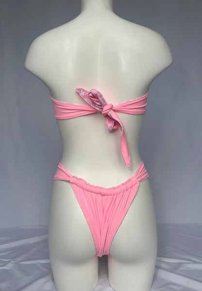 Golden Hour O Ring Reversible Bandeau Bikini Top - Blushed Petal