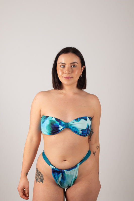 Golden Hour Handmade Reversible Bandeau Bikini Top in Teal