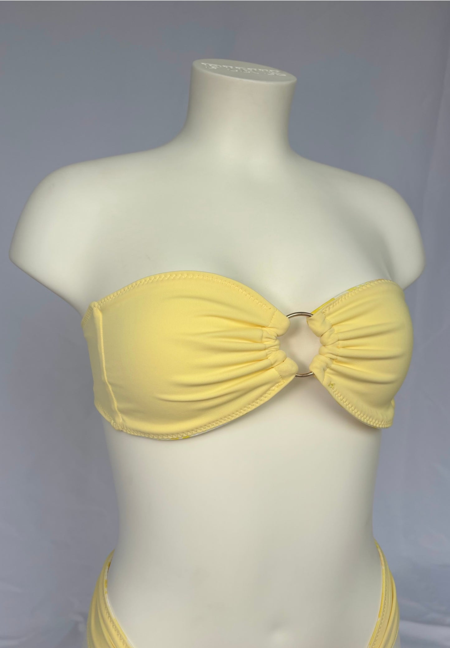 Golden Hour O Ring Reversible Bandeau Bikini Top - Lemon Peony