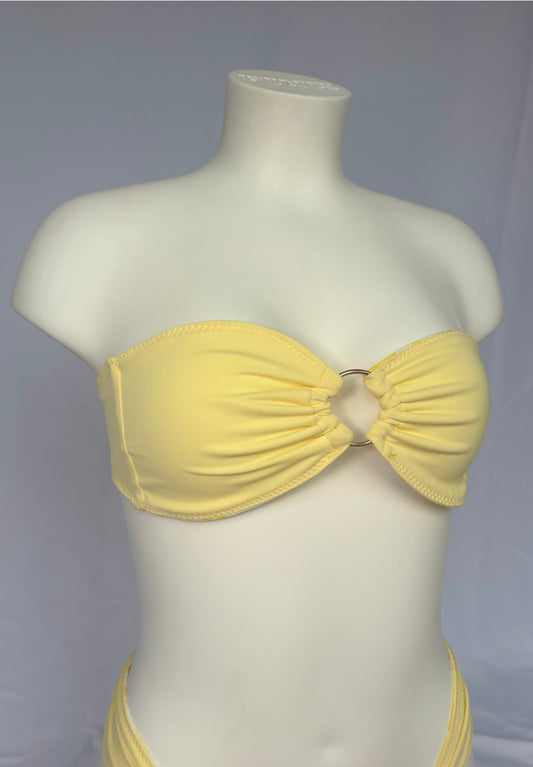 Golden Hour O Ring Reversible Bandeau Bikini Top - Lemon Peony