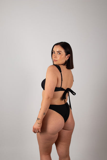 Soleil Adjustable Cup Bikini Top in Black