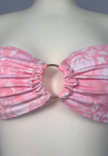 Golden Hour O Ring Reversible Bandeau Bikini Top - Blushed Petal