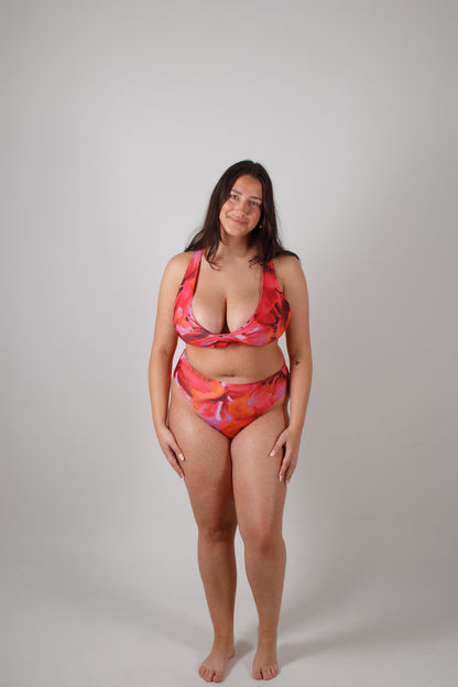 Late Checkout Handmade High Waisted Bikini Bottoms in Solara Print