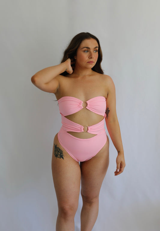 Sun-kissed Reversible O Ring Swimsuit - Blush Petal / Pink