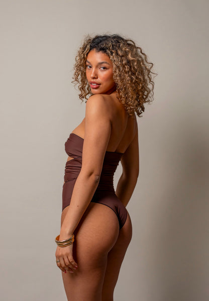 Sun-kissed Reversible O Ring Swimsuit - Espresso/Black