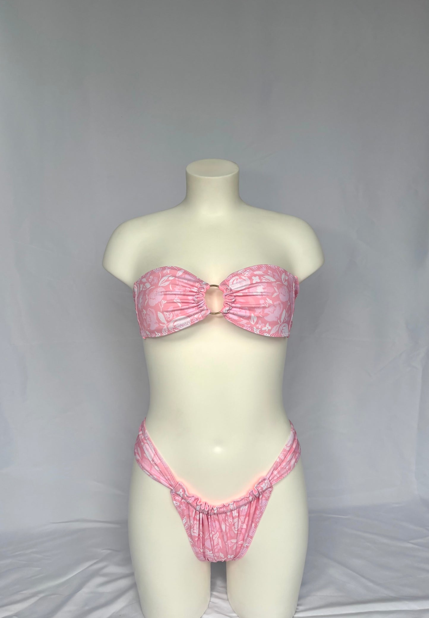 Golden Hour O Ring Reversible Bandeau Bikini Top - Blushed Petal