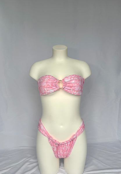 Golden Hour O Ring Reversible Bandeau Bikini Top - Blushed Petal