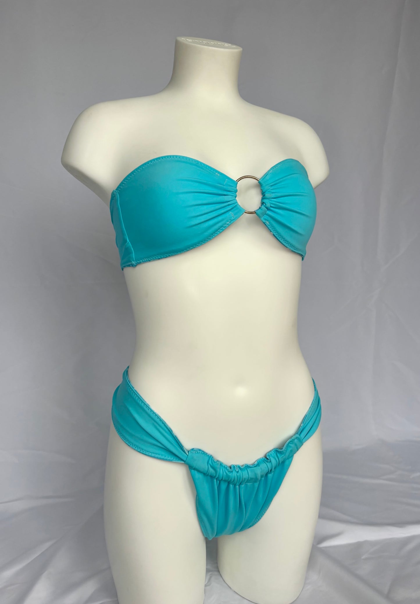 Golden Hour O Ring Reversible Bandeau Bikini Top - Aqua Bloom