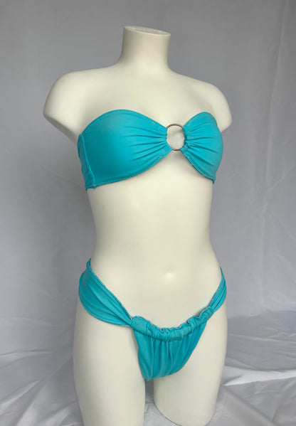Golden Hour O Ring Reversible Bandeau Bikini Top - Aqua Bloom