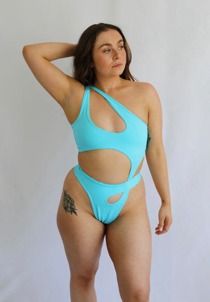 Tropic Tides Reversible Cut Out Swimsuit - Aqua Bloom / Blue