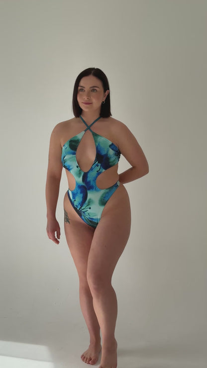 Heatwave Reversible Swimsuit in Teal & Azura Print
